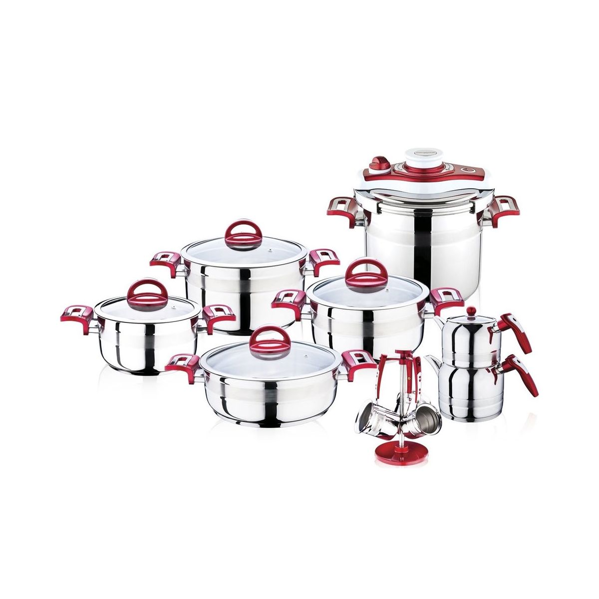 Kahramanlar 4706 18 Parça Bahar Çelik Çeyiz Tencere Seti -gold