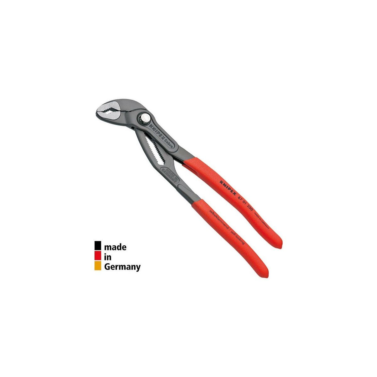 Knipex® 87 21 250 - Cobra™ 10 V-Jaws Dipped Handle Push Button Tongue Groove Pliers Mpn 87 21 250