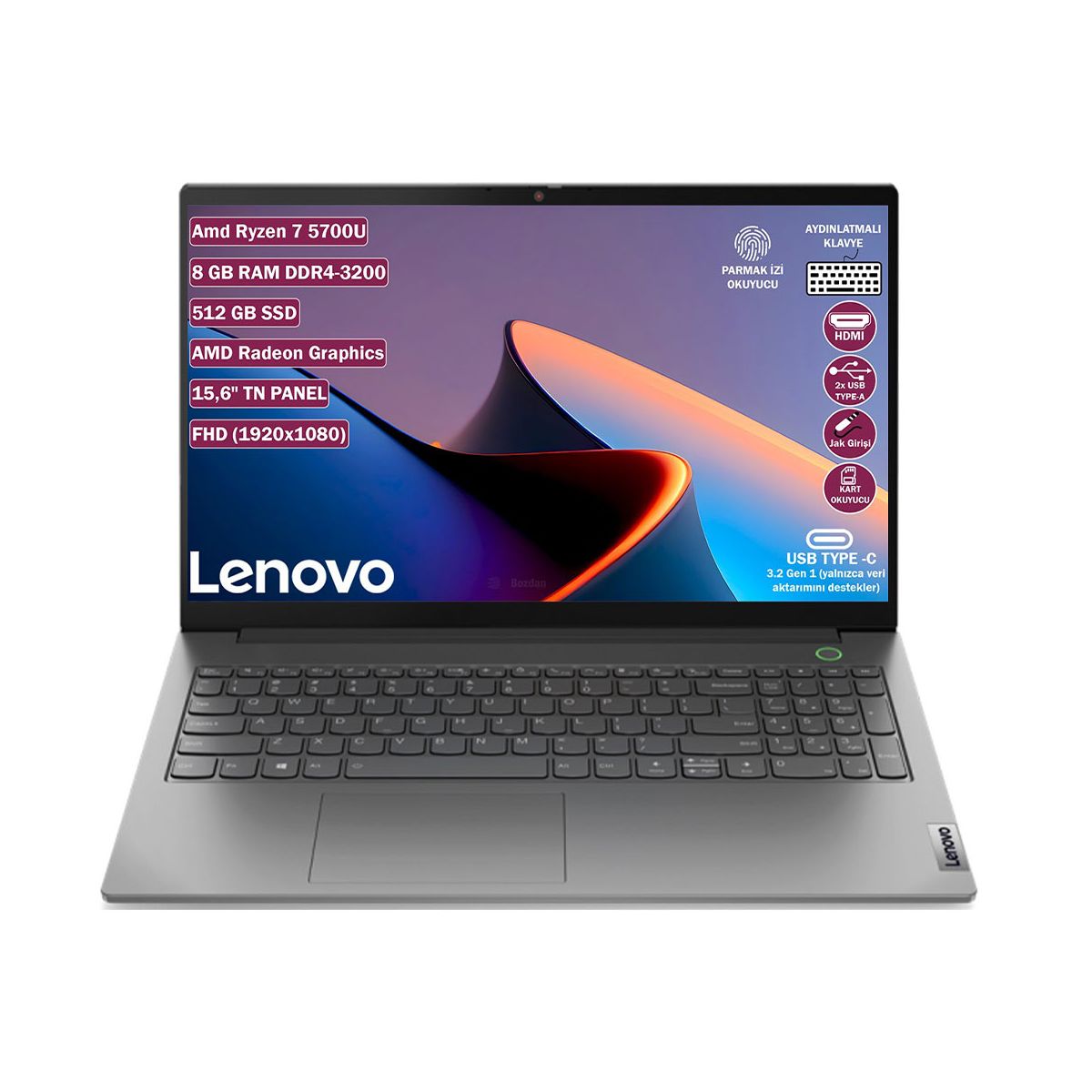 Lenovo IdeaPad 3 15ALC6 82KU00T7TX Ryzen 7 5700U 8GB RAM 512GB SSD