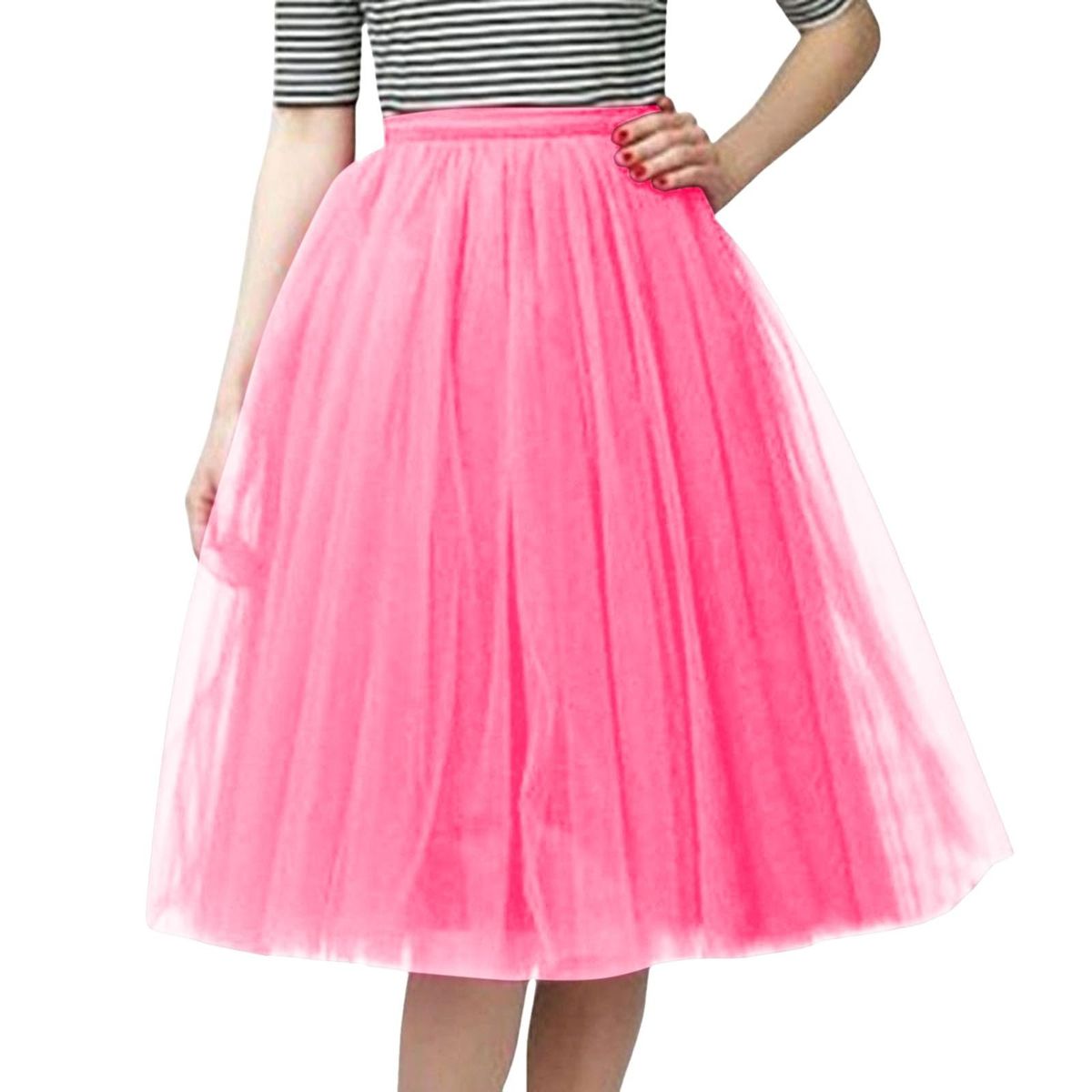 MaNMaNing Tutu-rok van tule voor dames, carnaval, nieuwe dames, tule rok, knielang, lange tutu voor volwassenen, korte dansjurk, jaren 80, galajurk, Rozengoud., Eén maat