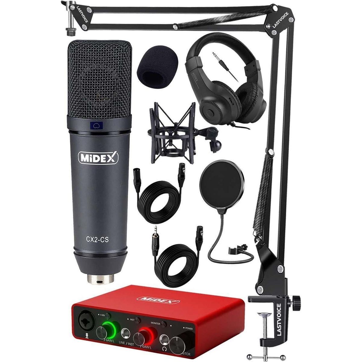 Midex Stüdyo Ekipmanları Exclusive Paket-2 CX2 Mikrofon GLX-700RD