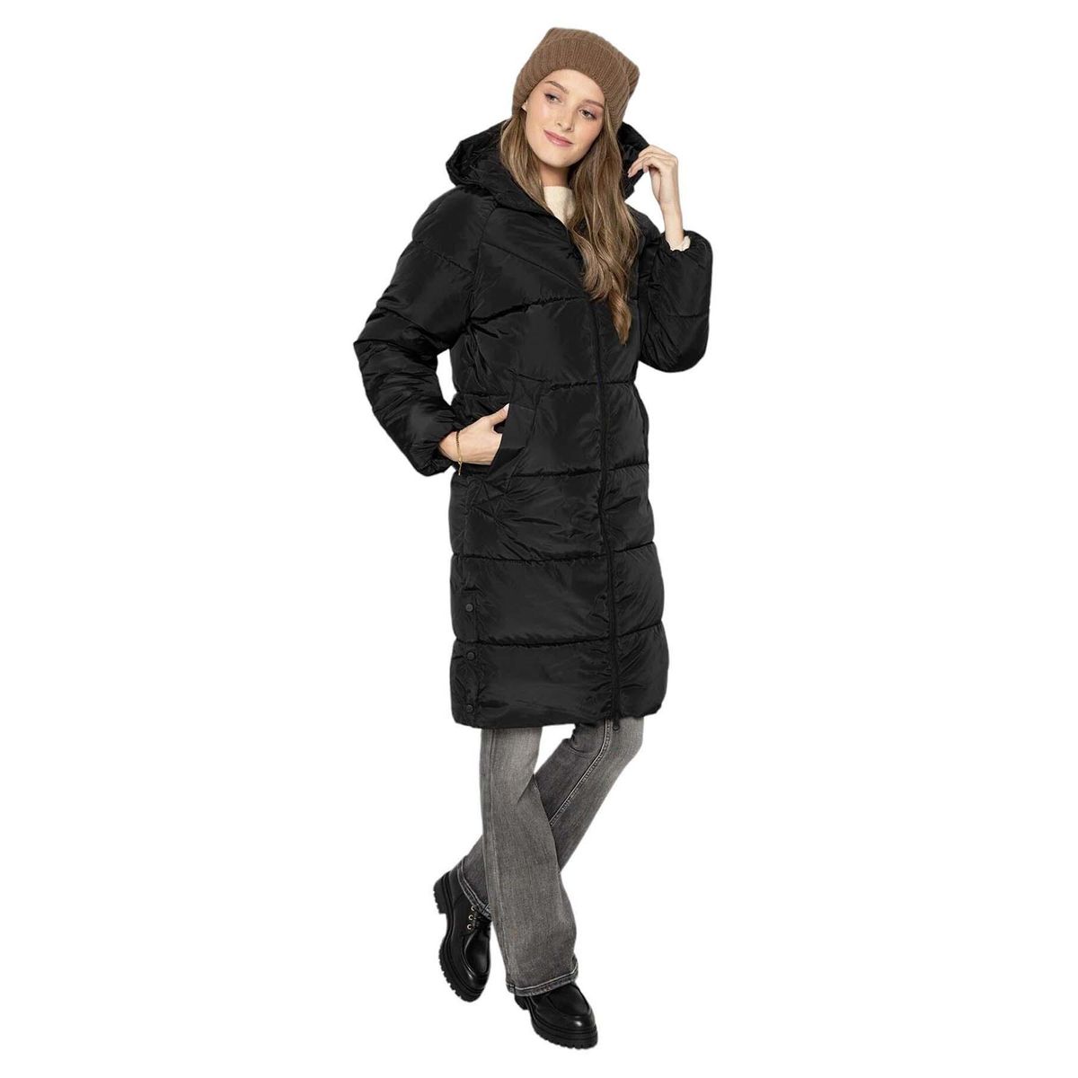 Lcw Monica Long Puffer Coat Black LC Waikiki Women's Quilted