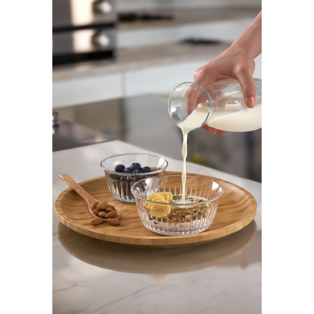 3'lü Paşabahçe Frezya Servis Tabağı