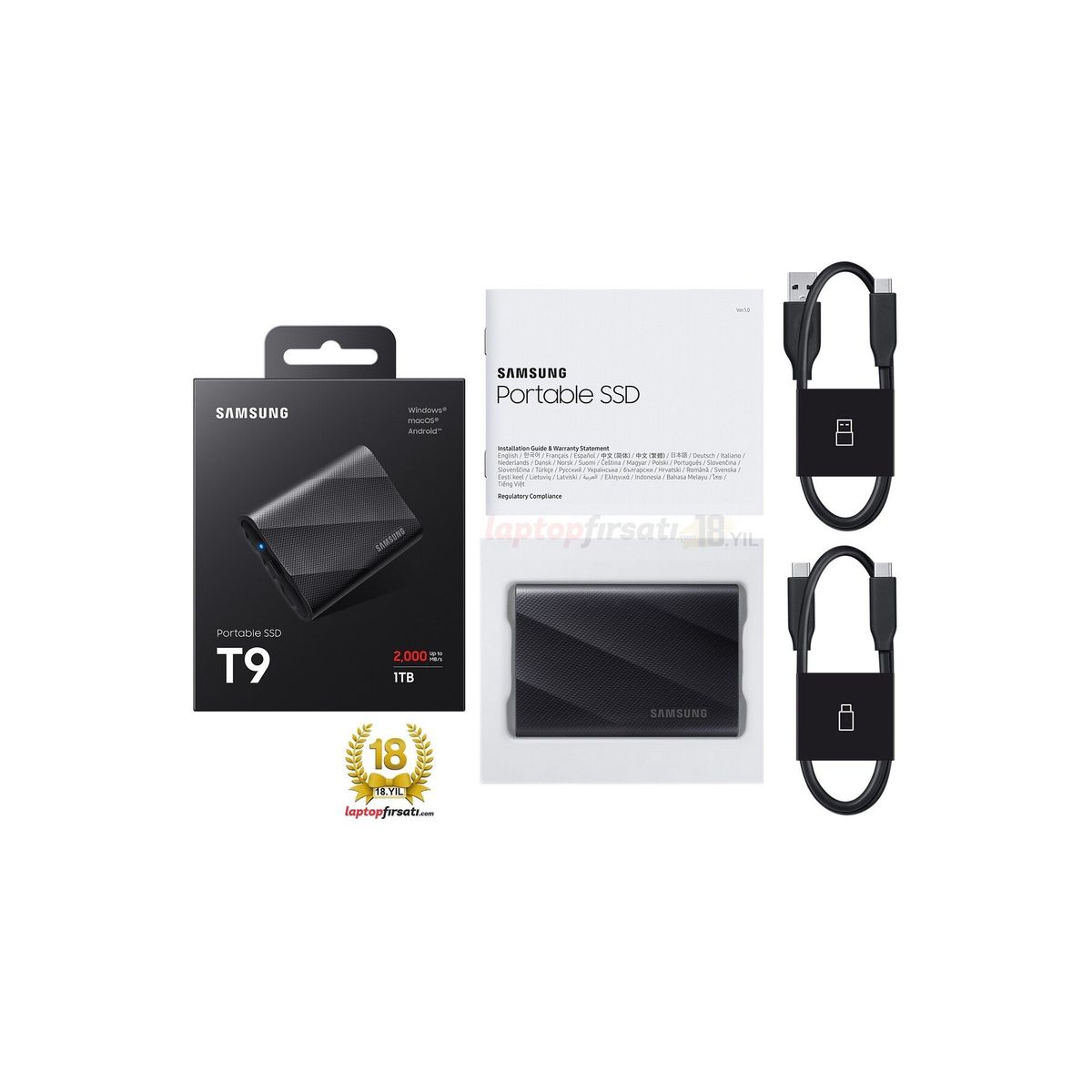 Samsung MU-PG1T0B T9 1 TB USB 3.2 Siyah Taşınabilir SSD Fiyatları