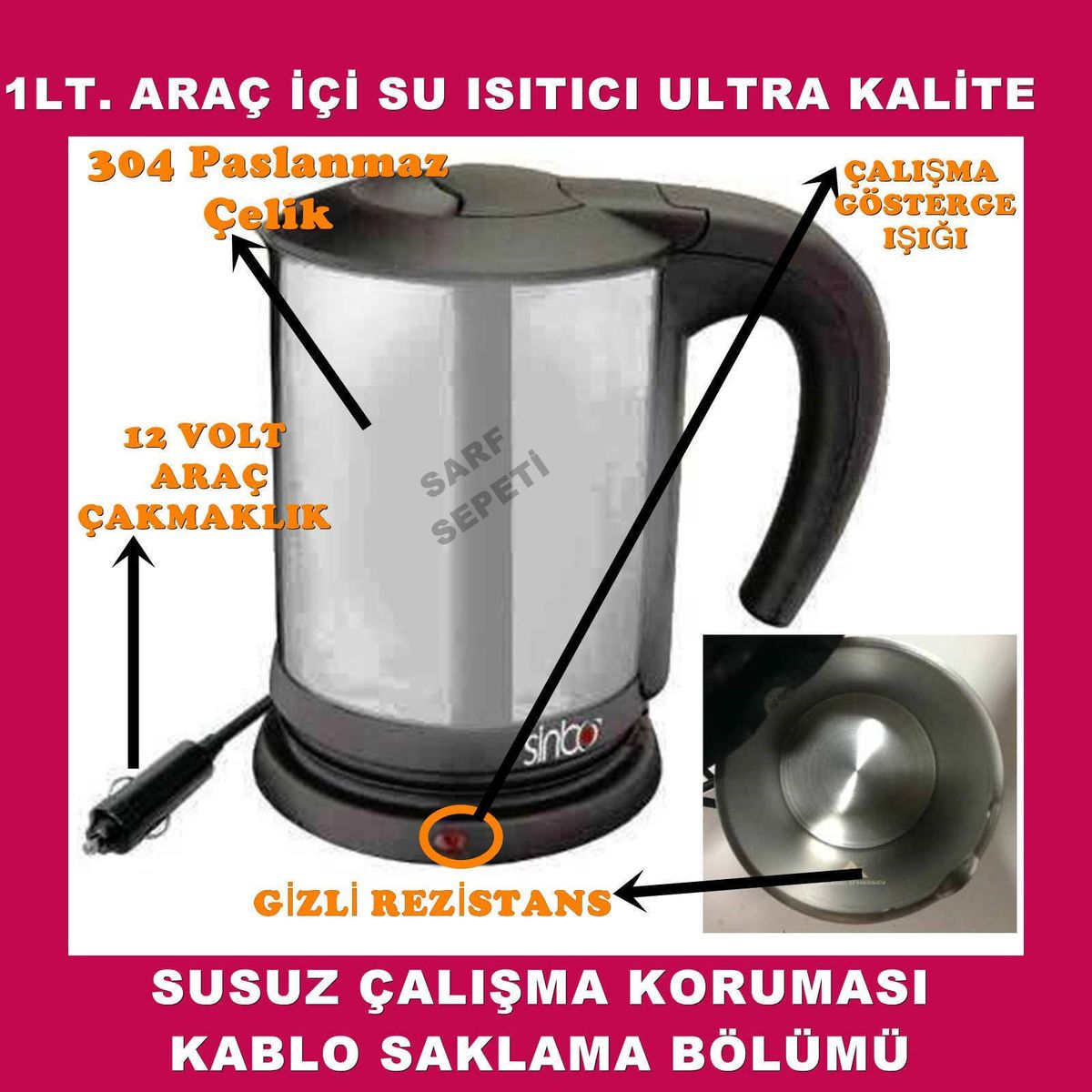 Sinbo 304 Araç Su Isıtıcısı Fiyatları - Main Image