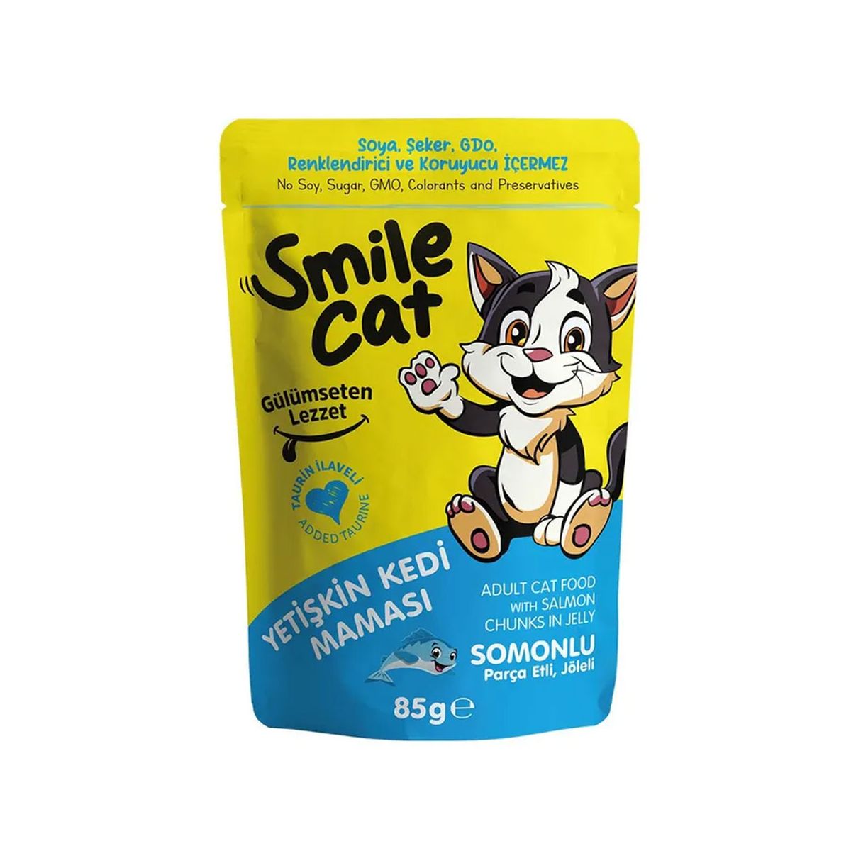 SMİLE CAT YETİŞKİN KEDİ MAMASI SOMONLU PARÇA ETLİ JÖLELİ 85GR
