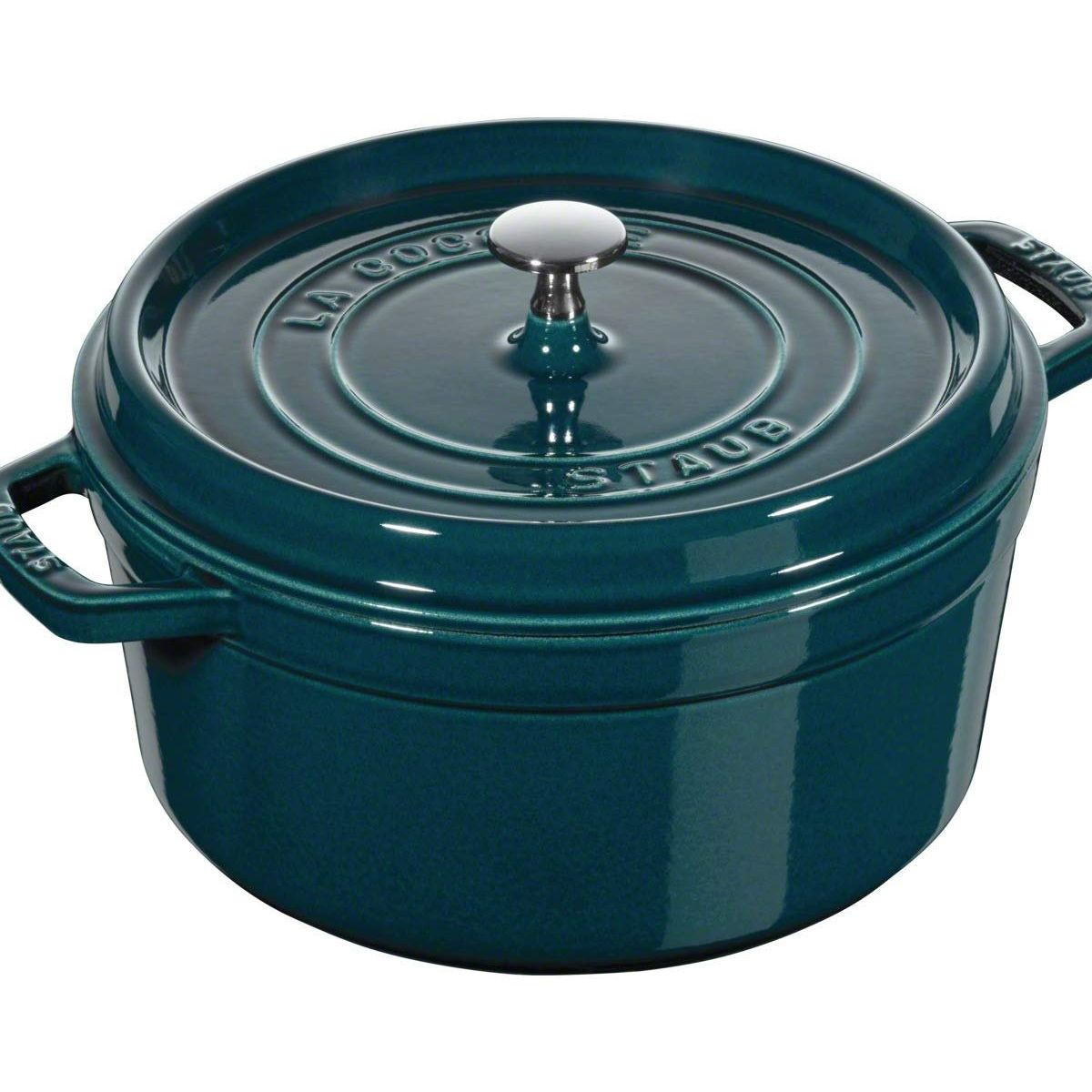 Cocotte en fonte émaillée STAUB 22 cm, France . Blanche.Vintage .cast