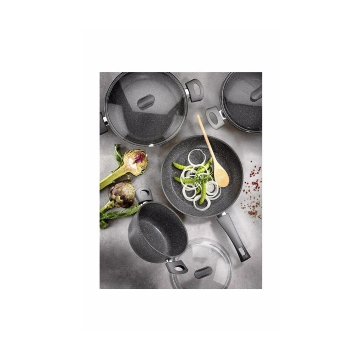 KARACA Biogranit Grey V1 7 Pieces Cookware Set