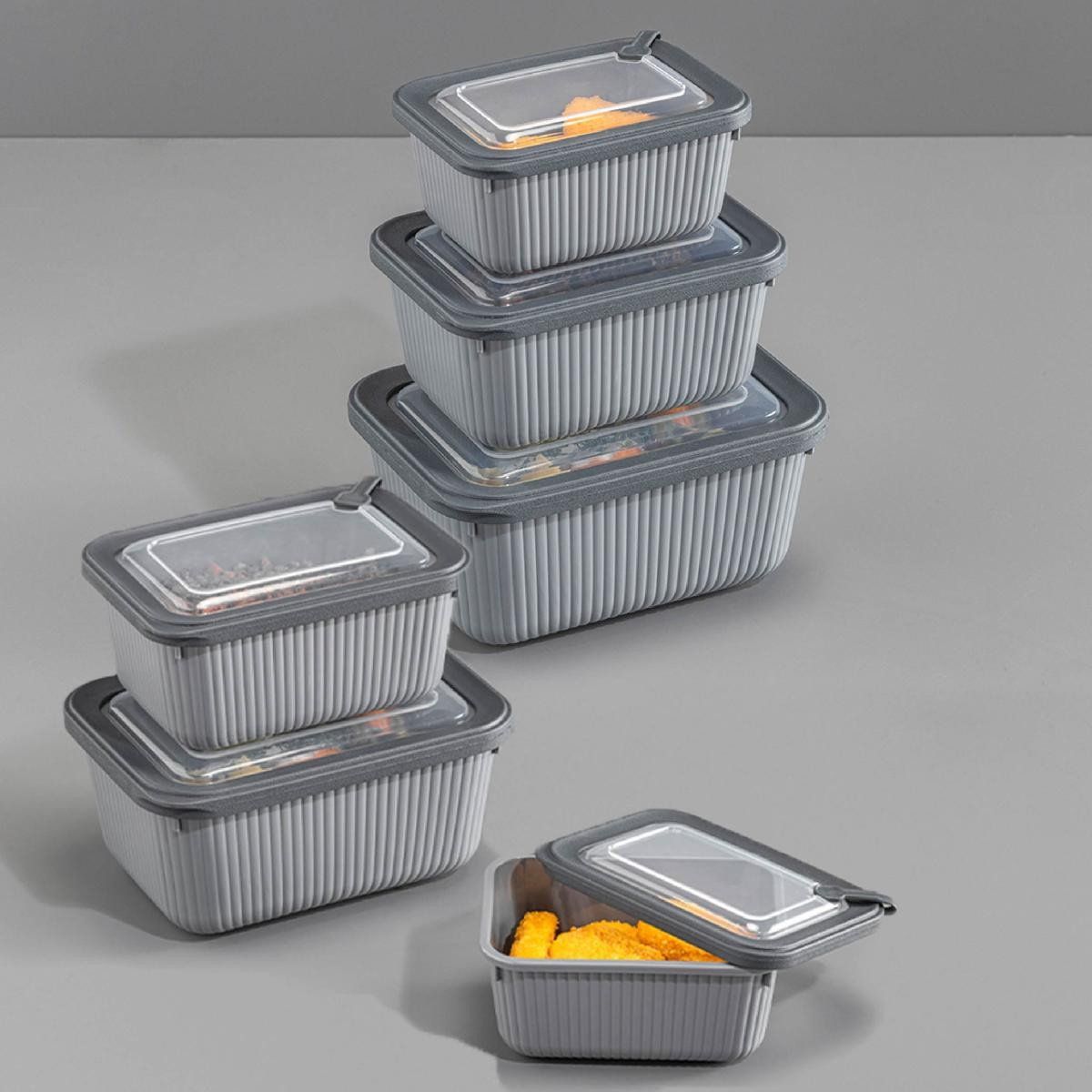 Vienev 1750-1050-600 ml Gri 2X 6'lı VIP Dikdörtgen Mikrodalga ve