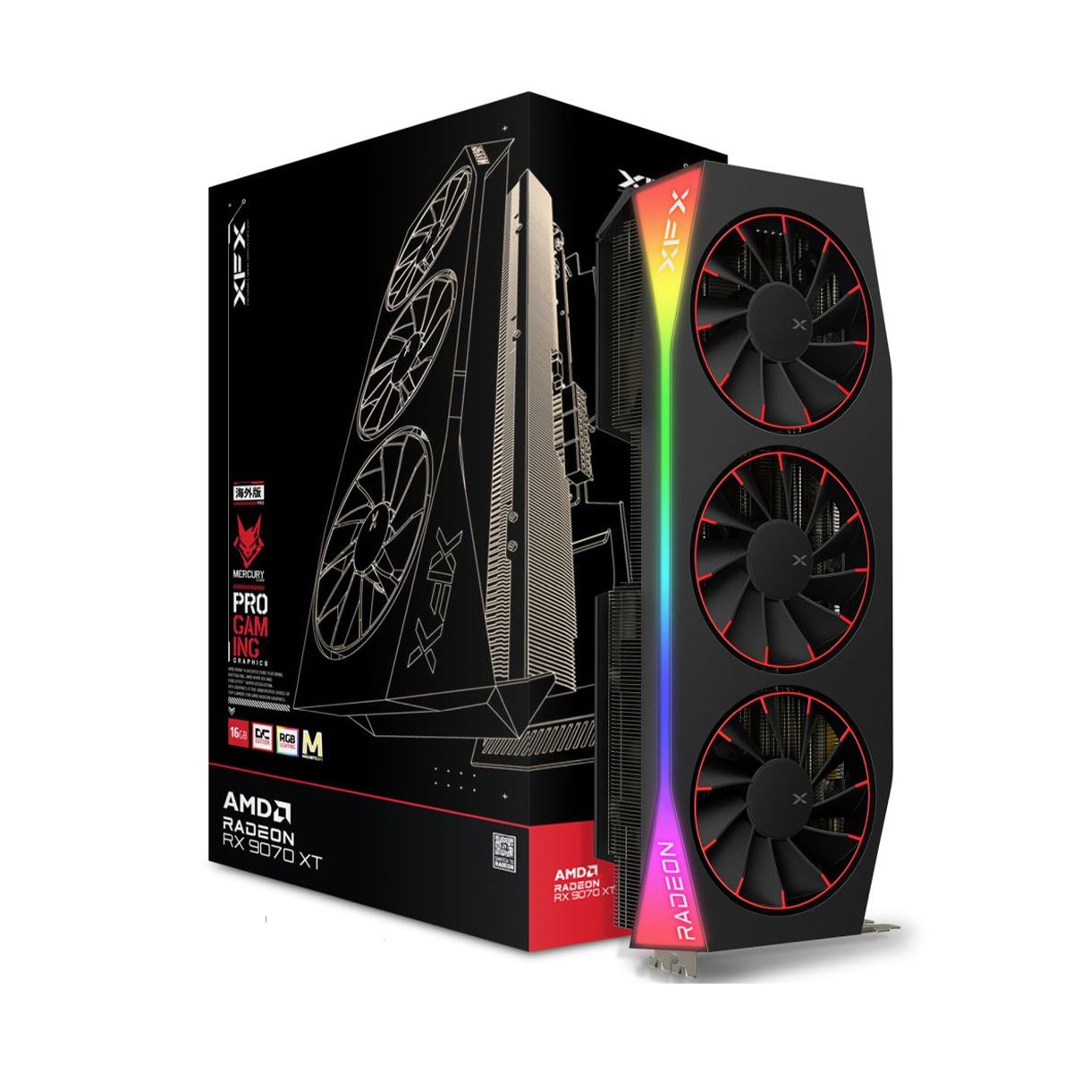 XFX Mercury Radeon RX 9070 XT Magnetic Air RGB RX-97TMARGB9 16GB