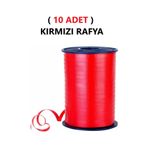 ( 10 Adet ) 200 Metre Rabant Kırmızı Rafya Şerit Kurdele