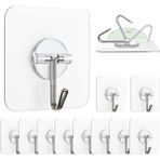 ® 10 Adet Şeffaf Duvar Askısı Iz Bırakmayan Güçlü Yapışkanlı Kapı Arkası Banyo Mutfak - Çok Renkli