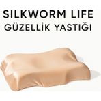 % 100 Ipek Yastık Kılıfı Hediyeli -Silkwormlife Visco Güzellik Yastığı – Yüz Kırışıklık Karşıtı, Boyun ve Omurga Destekli - Bej