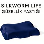 % 100 Ipek Yastık Kılıfı Hediyeli -Silkwormlife Visco Güzellik Yastığı – Yüz Kırışıklık Karşıtı, Boyun ve Omurga Destekli - Lacivert