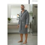 % 100 Pamuklu Laodikeia Kapşonlu Bornoz Kadın Erkek Unisex Gri - 2XL