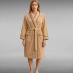 % 100 Pamuklu Laodikeia Kimono Bornoz Kadın Erkek Unisex Bej - 2XL