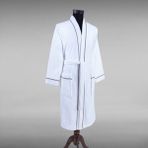 % 100 Pamuklu Laodikeia Kimono Bornoz Kadın Erkek Unisex Beyaz - 2XL