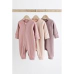 % 100 Pamuklu Pembe Fermuarlı 3’lü Tulum Set - 6 - 9 Ay