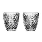 نارات الجاتتيل 2-10.5oz İçme Bardakları Seti Elmas Desenli Kristal Kurşunsuz Cam Bardak Su, Süt, Meyve Suyu ve Buzlu Çay için