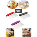 ( 2 Adet ) Plastik Saplı Çelik Spatula Hamur Kesici Paslanmaz Metal Spatula - Hamur Şekillendirici