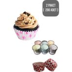 ( 200'LÜ- 2 Paket ) Muffin Kalıbı | Desenli Muffin Kağıdı Cupcake Kağıdı Renkli Desenli Kek Kalıbı - 200 Adet