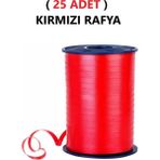 ( 25 Adet ) 200 Metre Rabant Kırmızı Rafya Şerit Kurdele