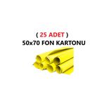 ( 25 Adet ) 50X70 cm Sarı Renkli Fon Kartonu Rulo Canlı Renk Büyük Boy Anaokulu Kreş Okul