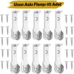 ( 5 Çift ) Uzun Askı Flanşı Dolap Boru Sabitleme Kıyafet Elbise Askı Flanş Aparatı Krom 70 mm - 1