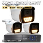 🔐 AURXM2FRT9S38KH6 – 3 Kameralı 5mp Yapay Zeka Destekli Güvenlik Kamera Seti - Beyaz - Altın