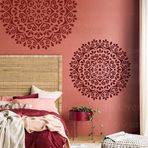 壁涂鸥 BackgroundTurnOver 70 cm Mandala Yuvarlak Çiçek Lotus Şablon Şablon Dekor Şablon Yeniden Kullanılabilir Mandala Mobilya Desenleri Karo Döşeme Niş Duvar Tohumlar Yer Karosu Kumaş Ahşap Mandalalar Ev Desen