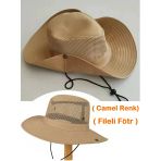 ( Camel Renk) Föter Şapka Snap Düğmeli Yürüyüş Ve Avcılık Panama Şapkası ( Fileli Fötr) ( Unisex