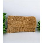 * Hasır El Yapımı Astarlı Clutch Çanta, Hasır Kağıt Ip Örgü Portföy Çanta, Plaj Çantası, Handmade - Açık Camel