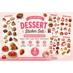 🍓 Kawaii Dessert Sticker Seti Çilek Tatlı Temalı Özel Kesim Laptop Defter Journal Planner Telefon Sticker Seti - 00-Beyaz