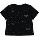 👕 Kız Çocuk Tişörtü – Mın Mın Taşlı Desen - Siyah - 14 - 15 Yaş