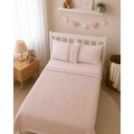 🌸 Lina Pembe Dantel Detaylı Bebek Pike Takımı - Bebek Pembesi