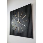- Lines Effects Serisi Özel Tasarım Duvar Saati - Siyah ve Altın - 50x50 cm
