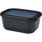- Multi Bowl Cirqula Rectangular - Kapaklı Saklama Kabı - Buzdolabı Için Hava Geçirmez Saklama Kutusu, Mikrodalga Fırın Kabı ve Saklama Kabı Olarak Uygundur - 1500 ml - Nordic Black