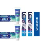 Oral-B 3D White Hafif Nane Diş Macunu 2 x 75 ML + Clinic Line Ortodontik 35 Diş Fırçası 2'li