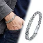 ? Premium Çiftli 4Mm Kral Model Çelik Zincir Erkek Bileklik – Çelik Kilitli 31835B2d4 - 20 Cm