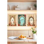 🌸 Sabır - Şükür - Tevekkül Yazılı Çerçeve Görünümlü 3’lü Tablo Seti 🌸 CRVS1081 21 x 30 - Renkli