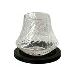 نارات الجاتتيل Şeffaf Cam Bardak Siyah Ahşap Bardak Altlığı, Ev, Ofis, Kafe için 300ml Kabartmalı Kahve Fincanları