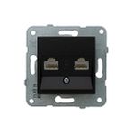 / Siyah Data+Nüm Cat6+Cat3 Mekanizma+Düğme Kapak - Option-1 - Ahşap