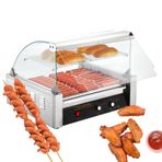星姿 Ticari Sosisli Sandviç Silindirleri,Hotdog Roller Grill,Toz Kapaklı Paslanmaz Çelik Sosisli Sandviç Makinesi,Çift Sıcaklık Kontrolü ve Led Işık/Çıkarılabilir Damla Tepsisi ile Hot Dog Rulo Makinesi