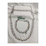 / TİPTOP / GÜMÜŞ RENK SAMANYOLU ZİNCİR ÇELİK CHOKER KOLYE - BİLEKLİK- HALHAL SET TTT-000000086