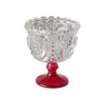 نارات الاتاتتتل Vintage Kabartmalı Tatlı Bardakları Kadeh, 250 ml Şeffaf Dondurmalı Sundae Renkli Ayaklı (Kırmızı)