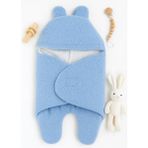 0-12 Ay Aralığı Peluş Welsoft Kumaş Kundak Bebek Battaniye - Mavi - 33 x 66