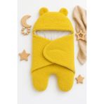 0-12 Ay Aralığı Peluş Welsoft Kumaş Kundak Bebek Battaniye - Sarı - 33 x 66