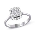 0.12 ct Modern Tasarım Baget Kare Tektaş Yüzük