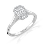 0.15 ct Modern Tasarım Baget Kare Tektaş Yüzük