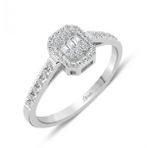 0.20 ct Baget Kare Tektaş Modern Tasarım Yüzük
